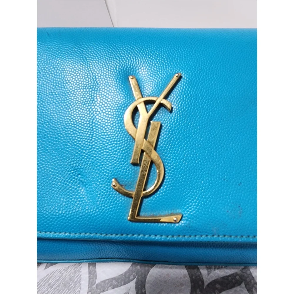 YVES SAINT LAURENT Caviar Leather Cassandre Clutch Bag turquoise - Picture 5 of 15
